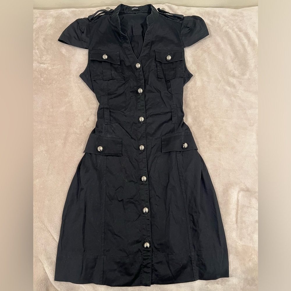 Express Women's Black Button Down Shirt Dress